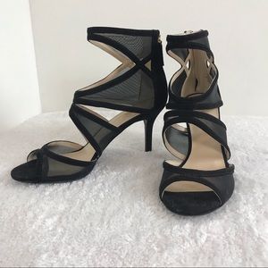 EUC Nine West sexy mesh cutout zip-up heels
